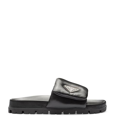 prada padded leather slides|prada sandals.